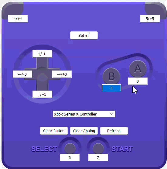 Set B button for the controller