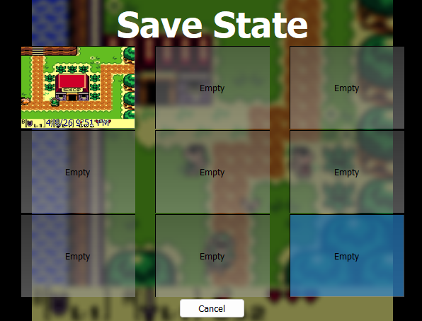 Save state screen