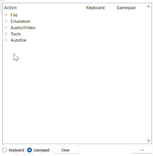Save state shortcut settings
