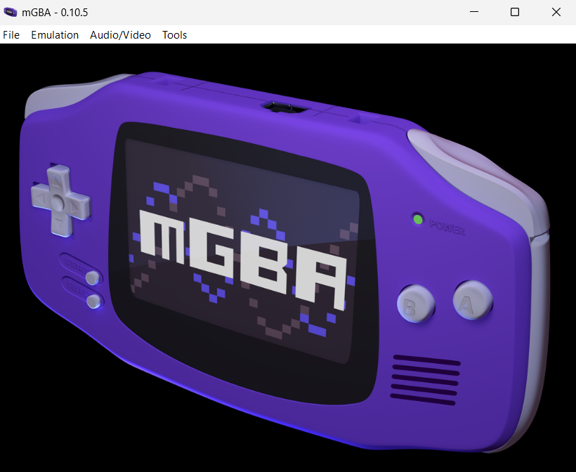 mGBA home screen