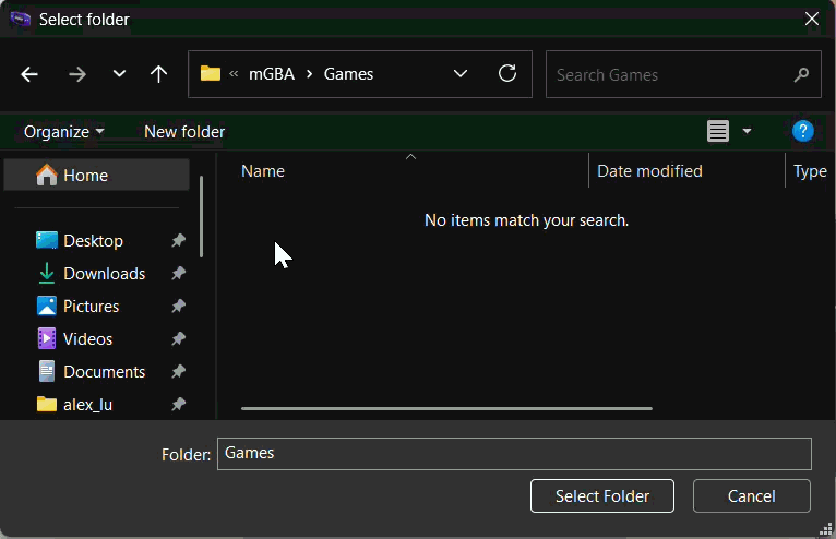 Load game folder