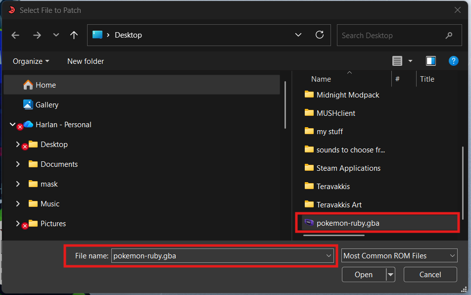 Open ROM file Open ROM file